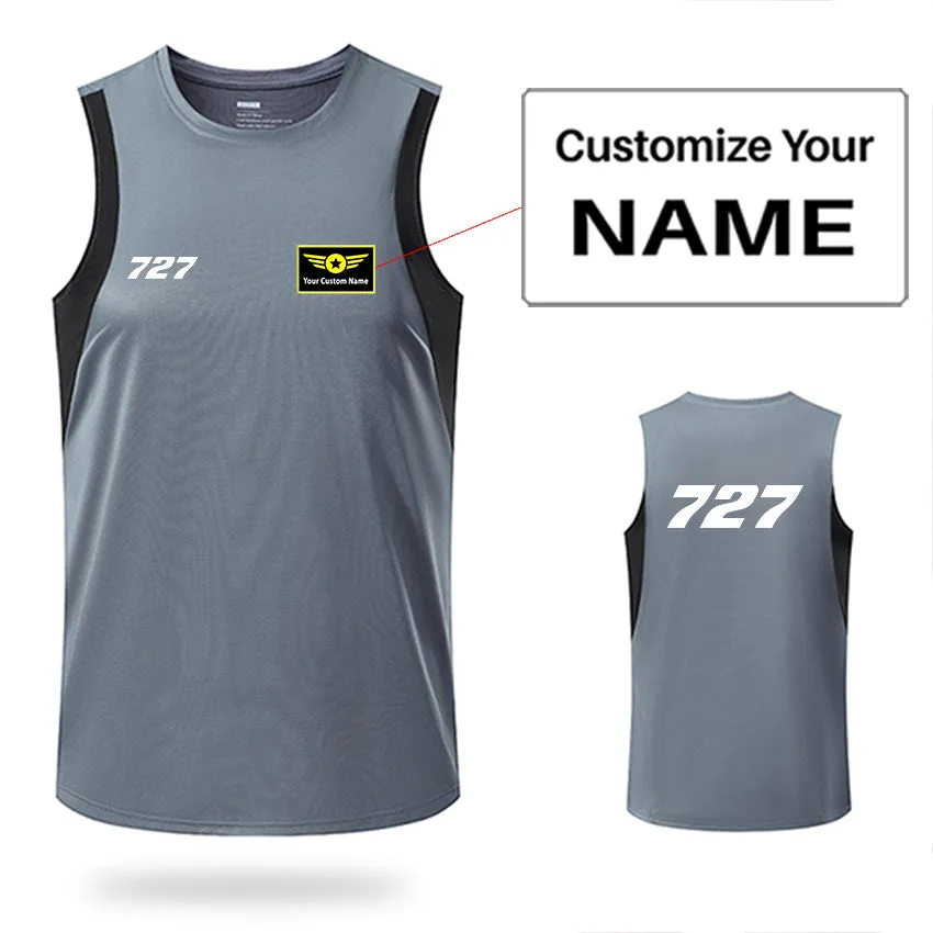 727 Flat Text Designed Sleveless Quick Dry Sports Tank Tops