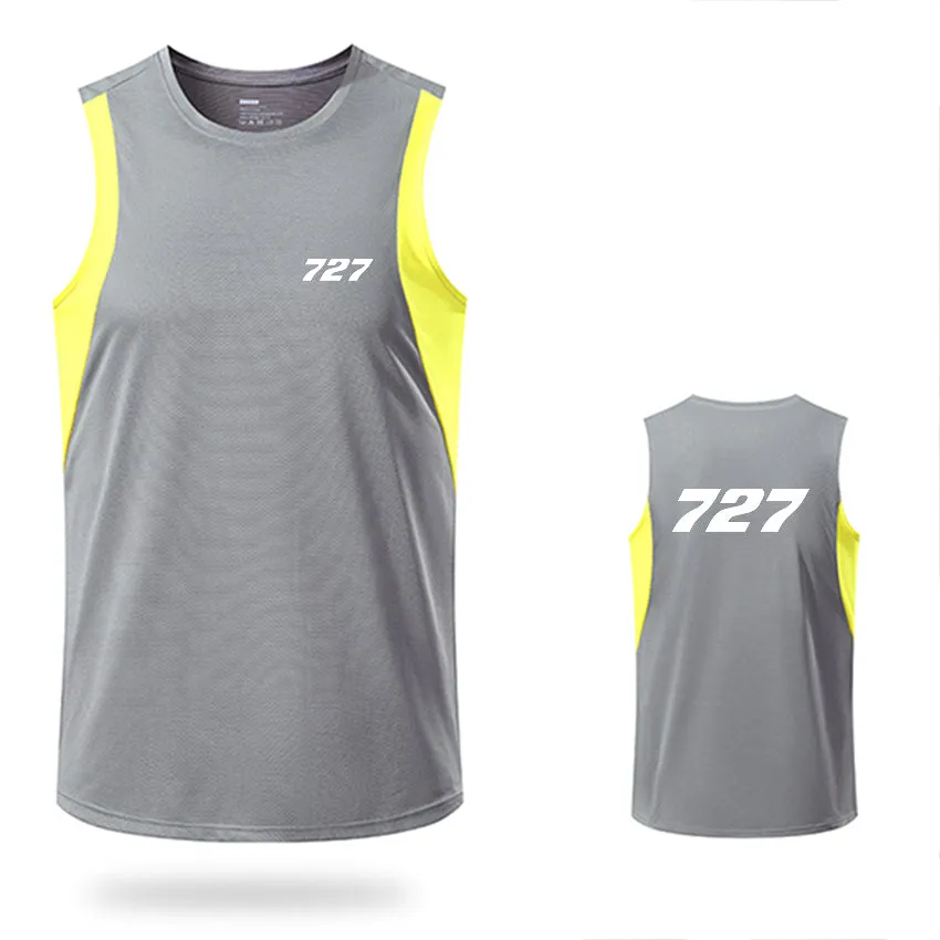 727 Flat Text Designed Sleveless Quick Dry Sports Tank Tops