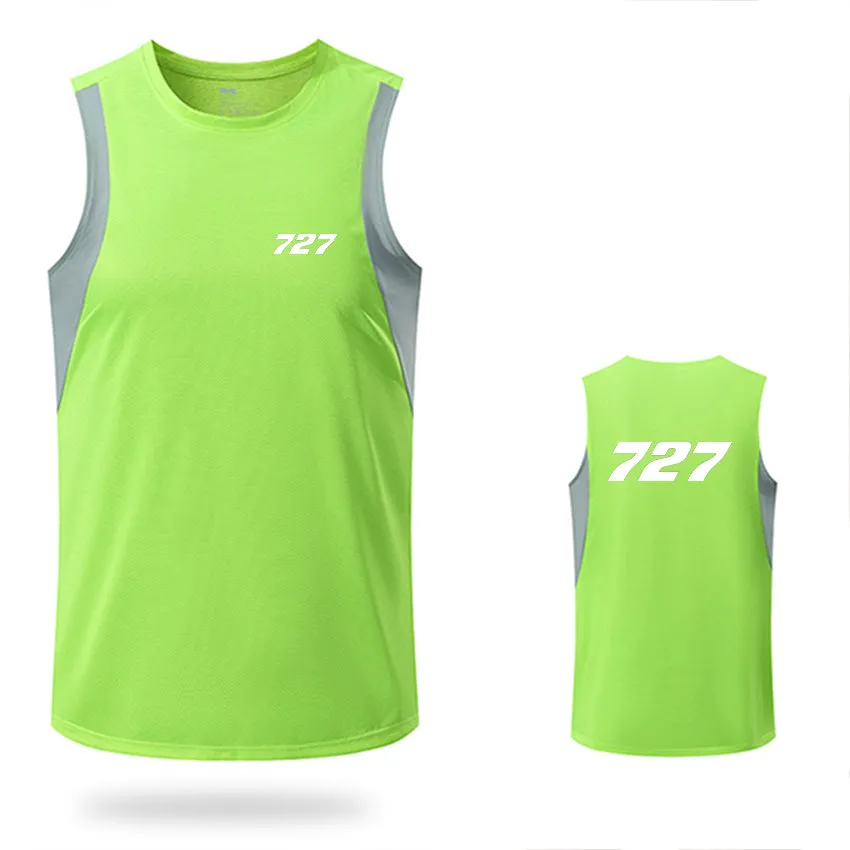 727 Flat Text Designed Sleveless Quick Dry Sports Tank Tops