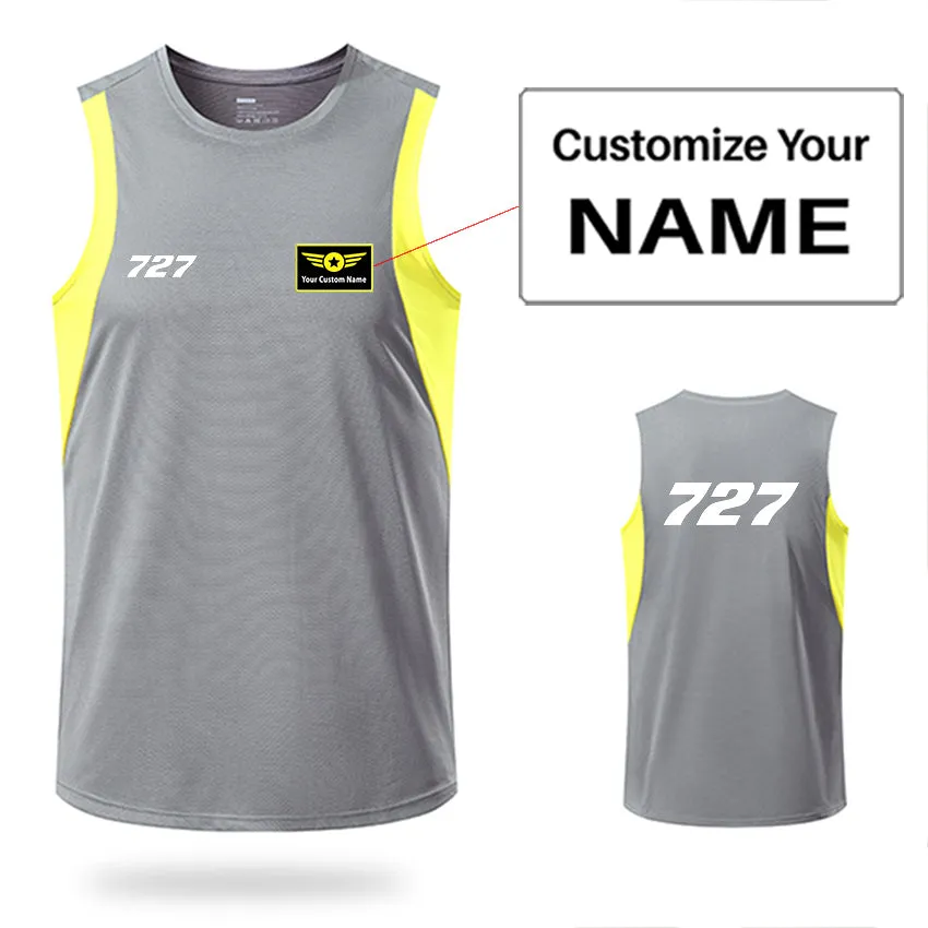 727 Flat Text Designed Sleveless Quick Dry Sports Tank Tops