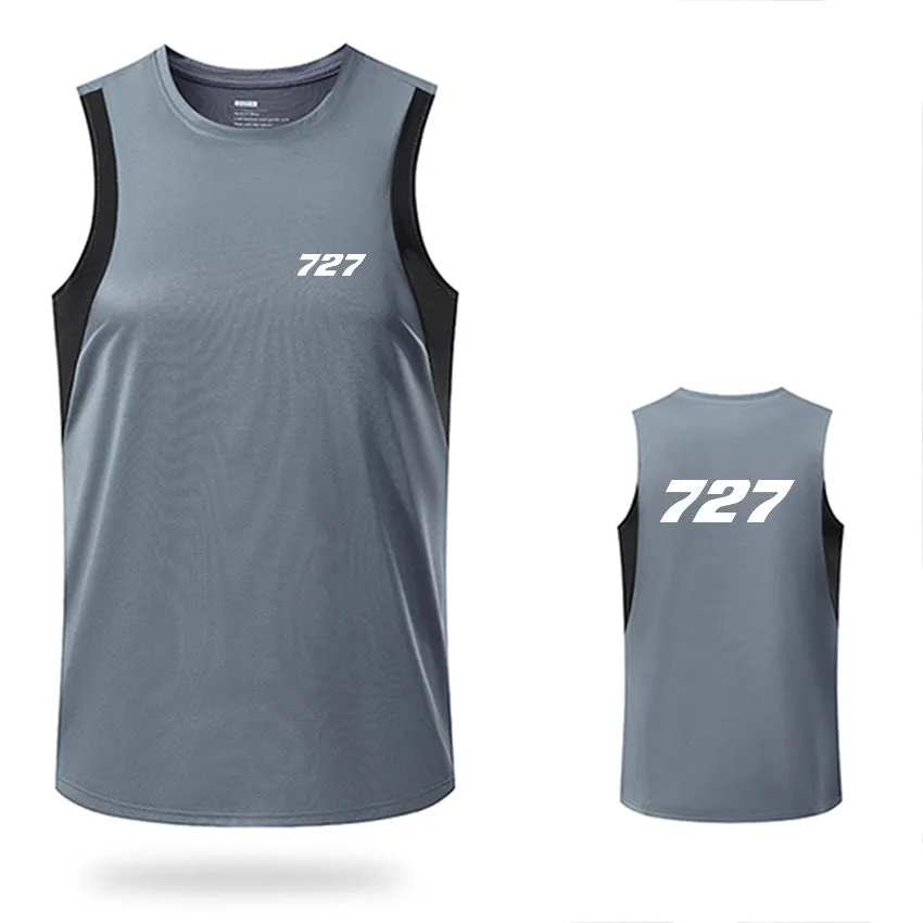 727 Flat Text Designed Sleveless Quick Dry Sports Tank Tops