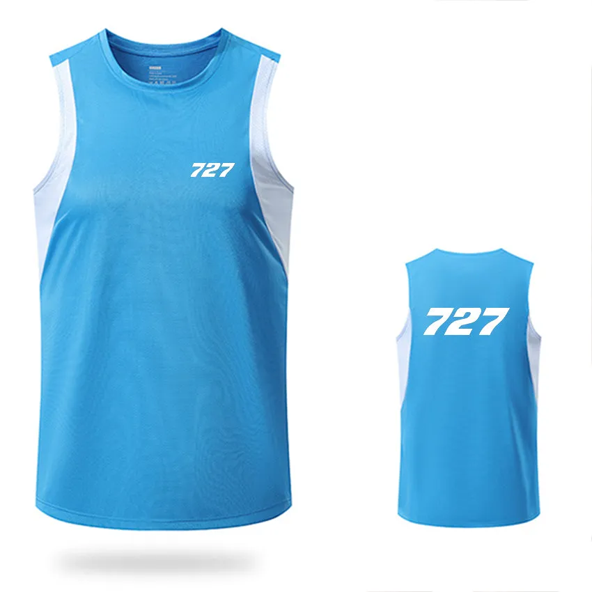 727 Flat Text Designed Sleveless Quick Dry Sports Tank Tops