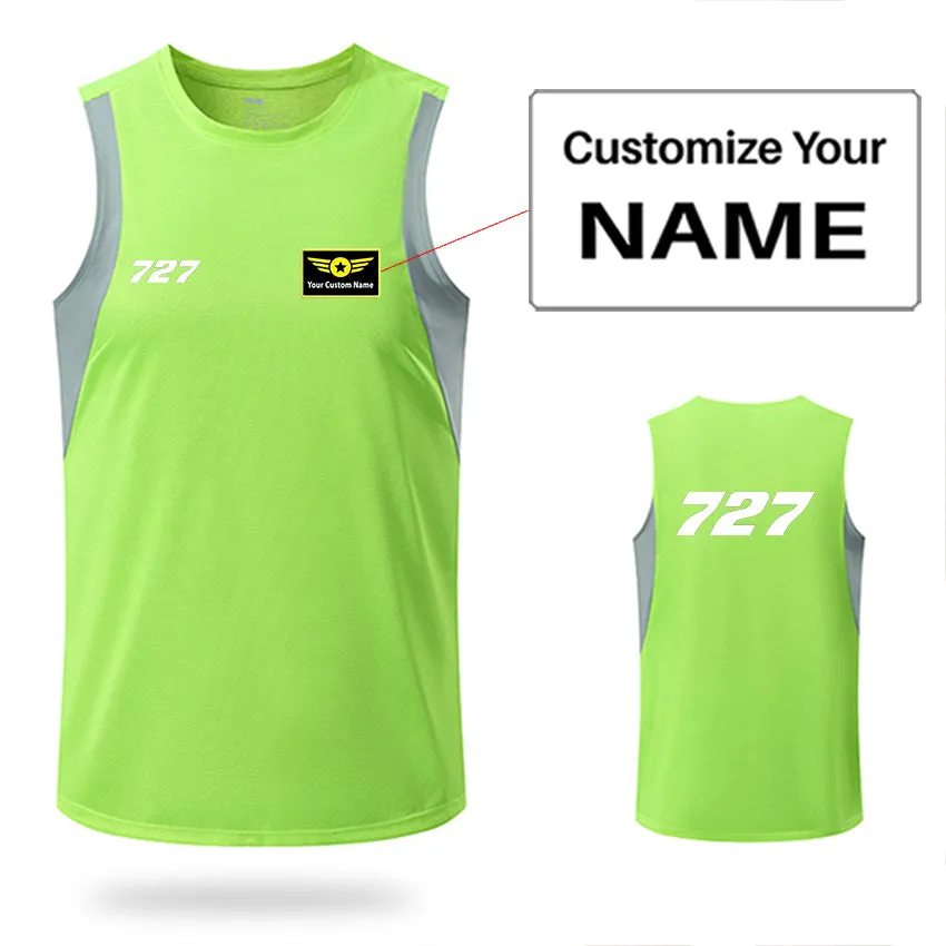 727 Flat Text Designed Sleveless Quick Dry Sports Tank Tops