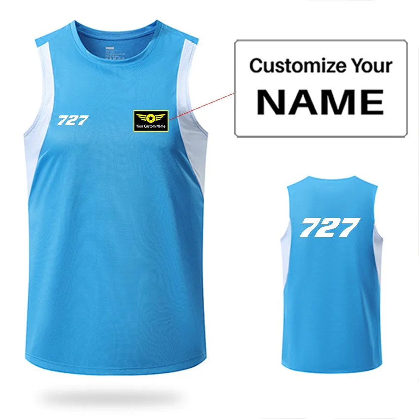 727 Flat Text Designed Sleveless Quick Dry Sports Tank Tops