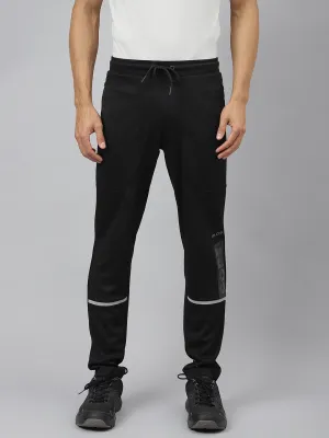 Alcis Men Jet Black Anti-Static Slim-Fit Core Sports Training Track Pants