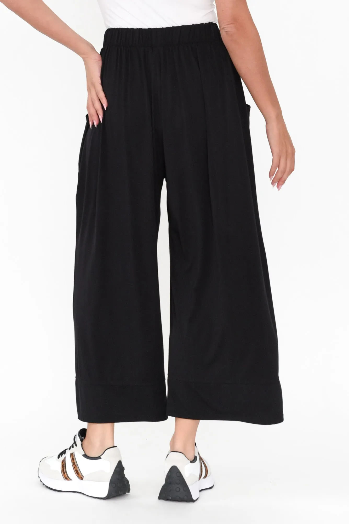 Astrid Black Bamboo Wide Leg Pants