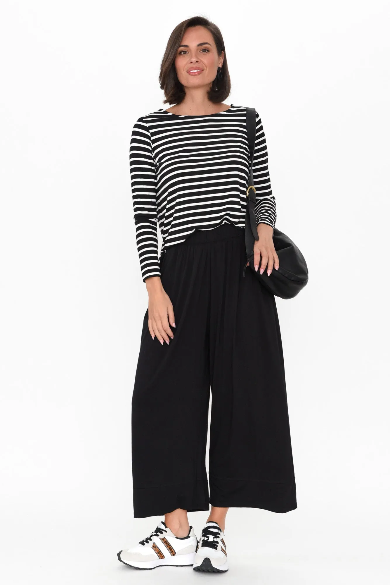 Astrid Black Bamboo Wide Leg Pants