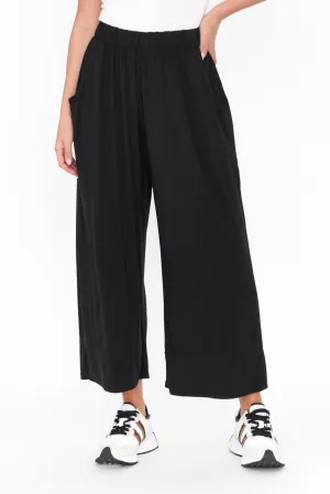 Astrid Black Bamboo Wide Leg Pants