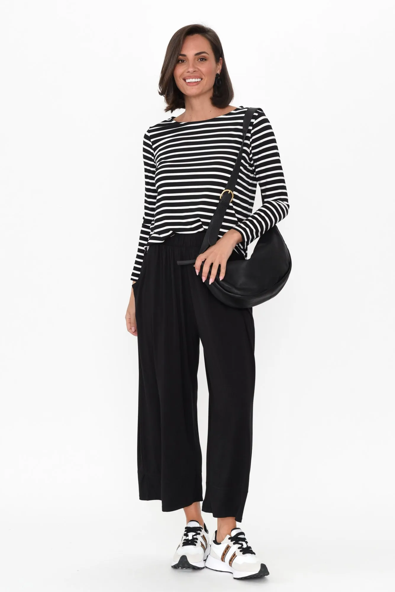 Astrid Black Bamboo Wide Leg Pants