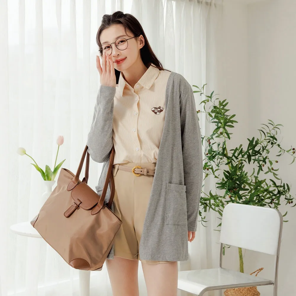 Casual Basic Solid Cotton Long Cardigan Jacket Top