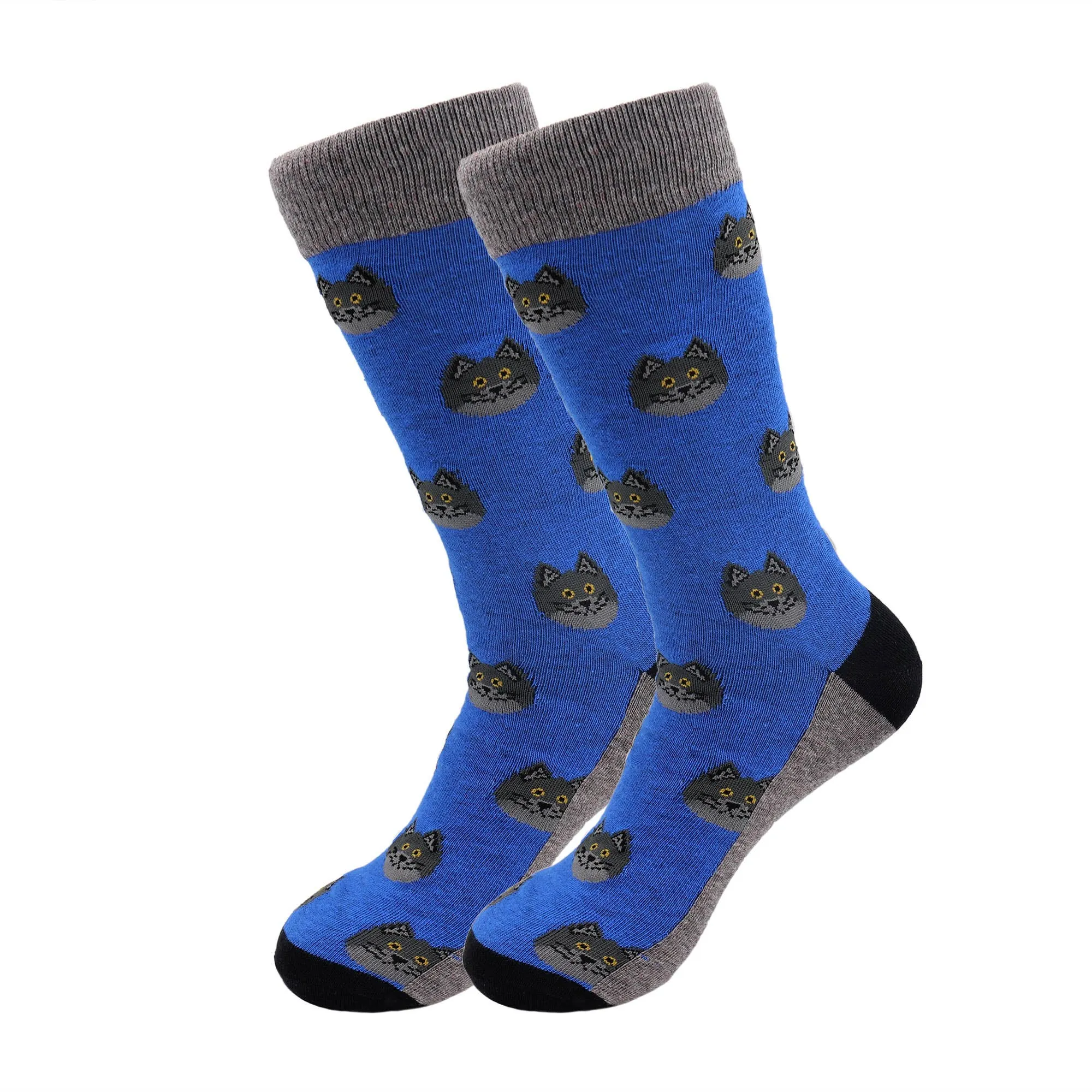 Casual Designer Animal Socks - Blue Cat - for Men and Women