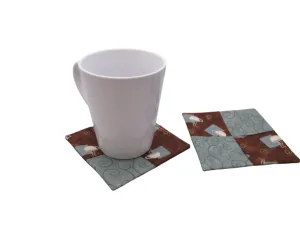 Criss Cross Coasters - Moda Bistro Coffee Cup and Swirl Blue Brown