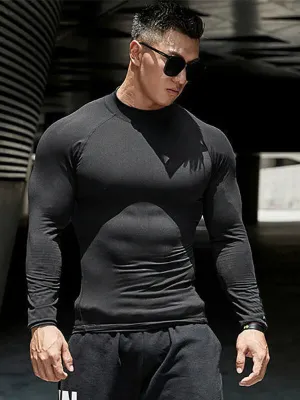 Gym Quick Dry Long Sleeves Shirt / Male Sports Turtleneck - SF0646