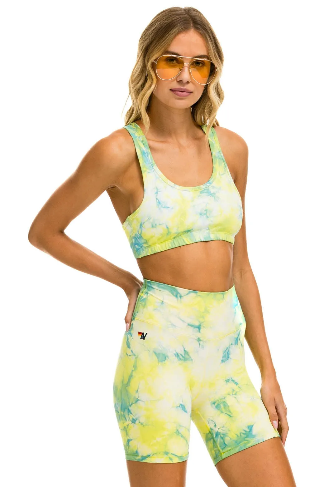 HAND DYED SPORTS BRA - TIE DYE NEON YELLOW