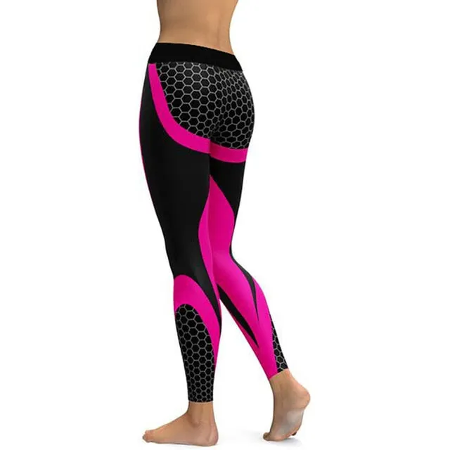 Hayoha Mesh Pattern Print Leggings fitness Leggings