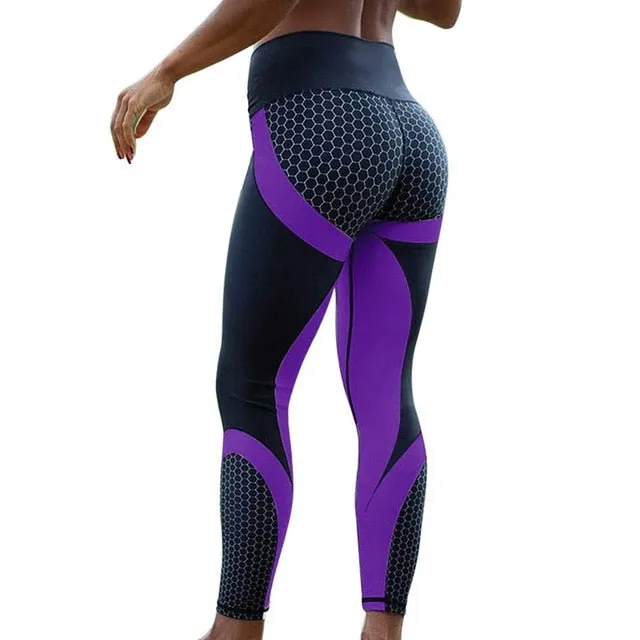 Hayoha Mesh Pattern Print Leggings fitness Leggings