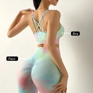 High Waist  Leggings & Bra Tops Women Seamless Workout Clothes