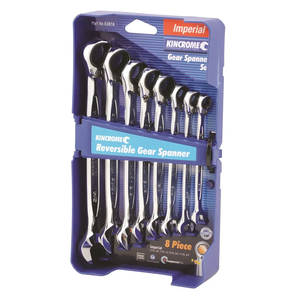 Kincrome 8 Piece Combination Gear Spanner Set - Imperial - K3018