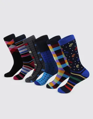 Men's Bold Designer Dress Socks 6 Pack