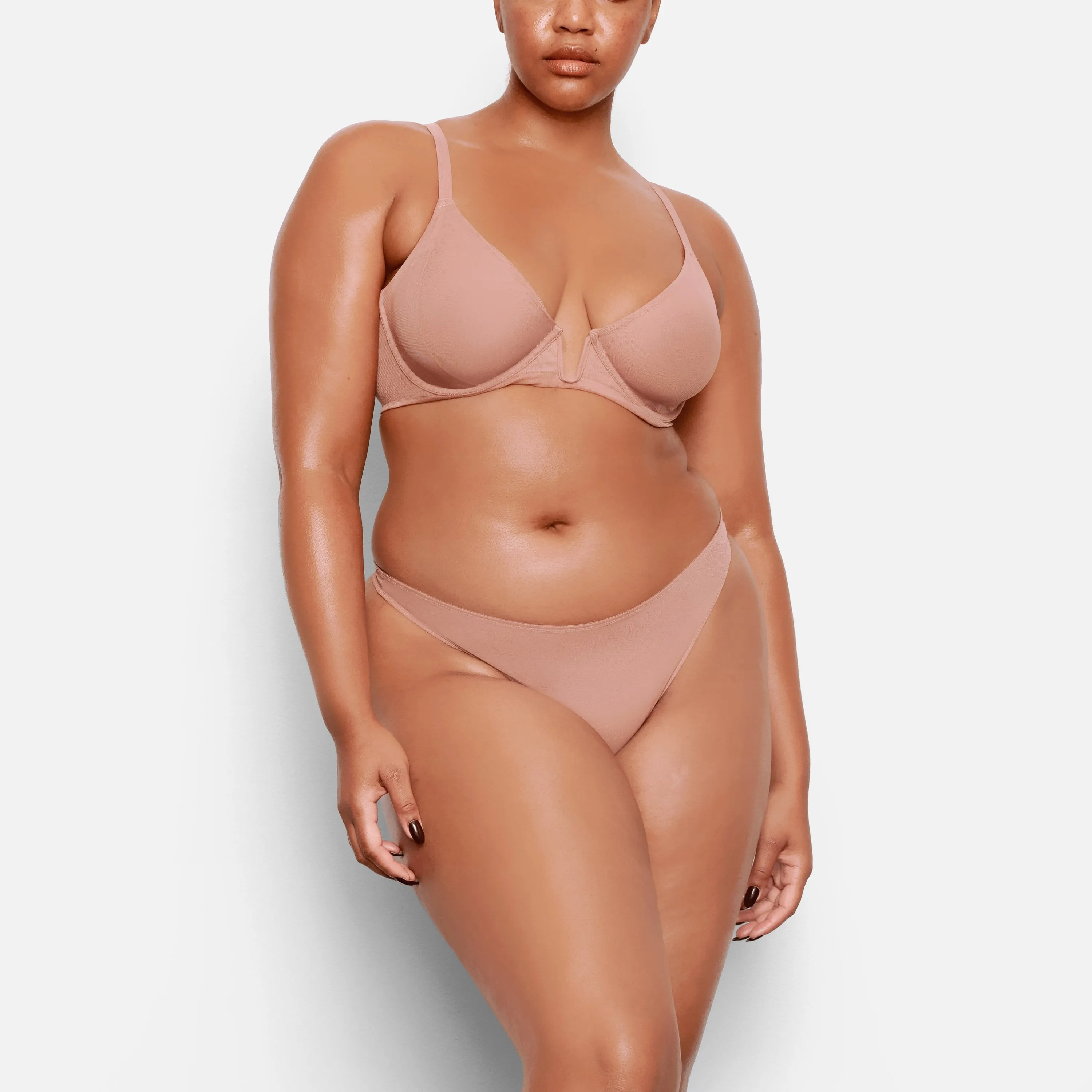 MESH BUILT UP THONG | ROSE CLAY