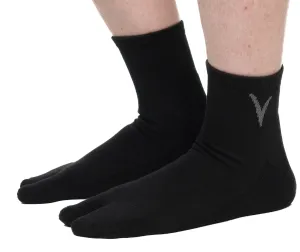 Mini-Crew - V-Toe Thicker Flip-Flop Tabi Socks Athletic or Casual Black Cotton Blend Comfortable Stylish