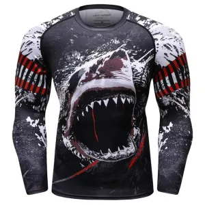 MMA Shark Printed Workout Quick Dry Long Sleeve