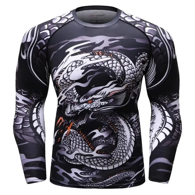 MMA Shark Printed Workout Quick Dry Long Sleeve