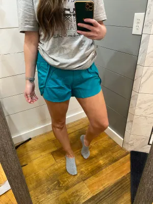 Light Teal High-Waisted Shorts