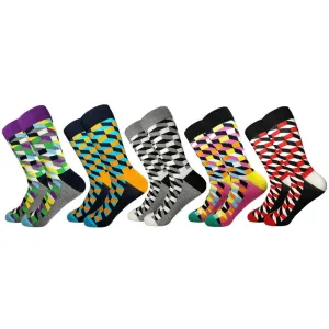 Plaid Design Colourful Happy Comfortable Socks For Men