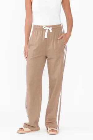 Power Mocha Trim Cotton Drawstring Pants