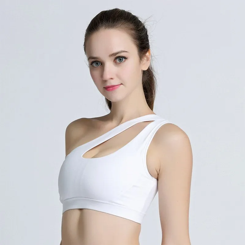 Sexy One Shoulder Yoga Bras Women Sports Top