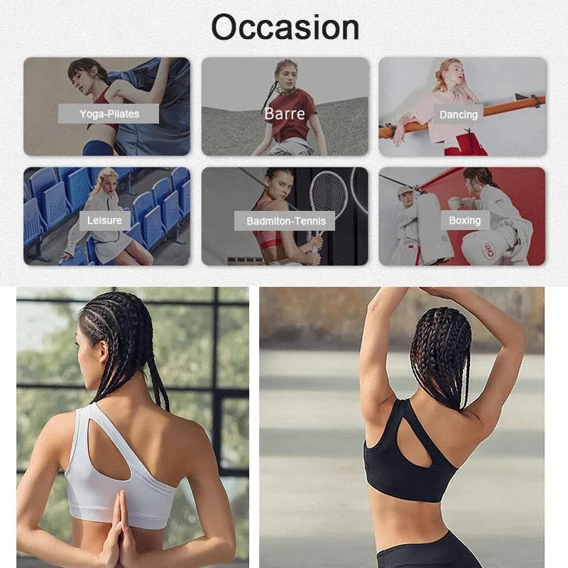 Sexy One Shoulder Yoga Bras Women Sports Top