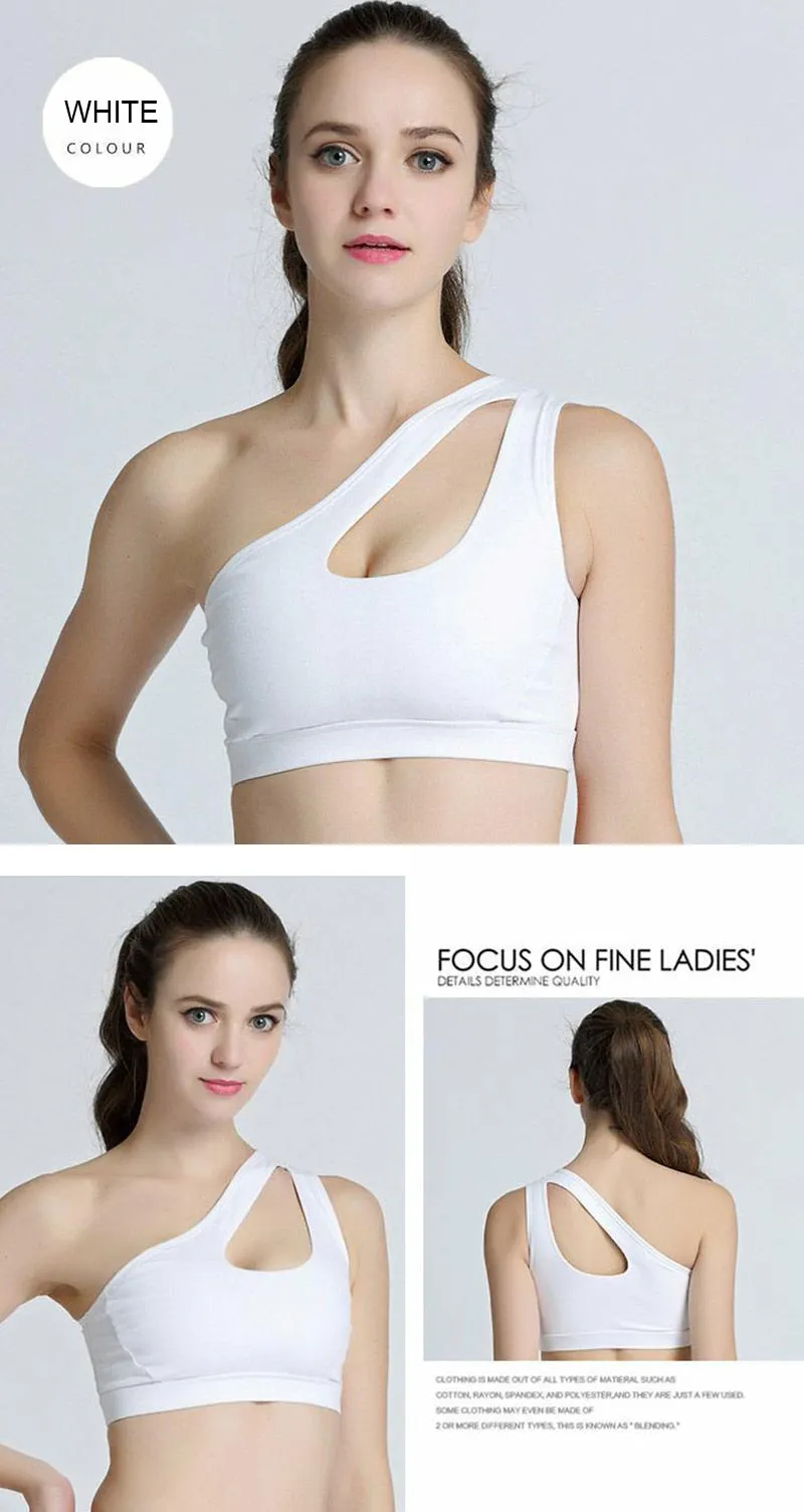 Sexy One Shoulder Yoga Bras Women Sports Top