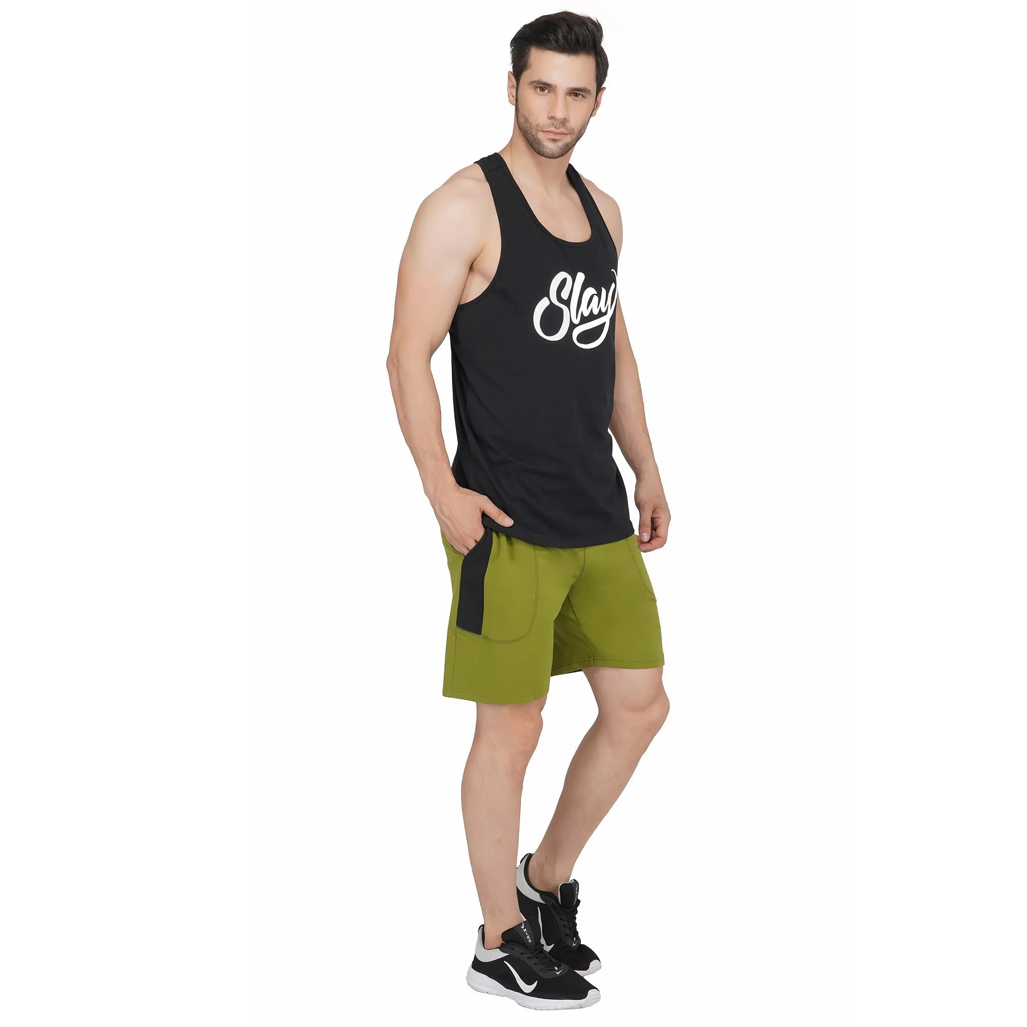 SLAY. Men's Activewear Black Printed Vest