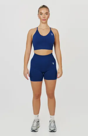 Tempo Seamless Scrunch Shorts & Multi-Way Sports Bra Set - Midnight Blue