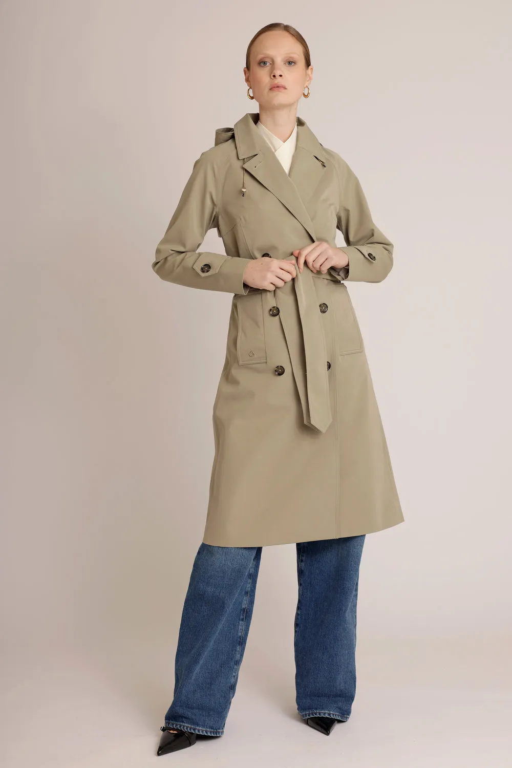 Waterproof Straight Trench - Khaki Green