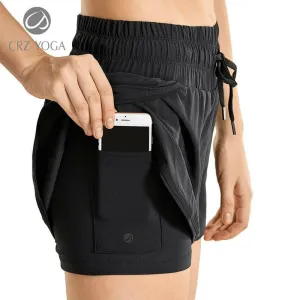 Workout Running Shorts Women with Liner 2 in 1 Athletic Sports Shorts