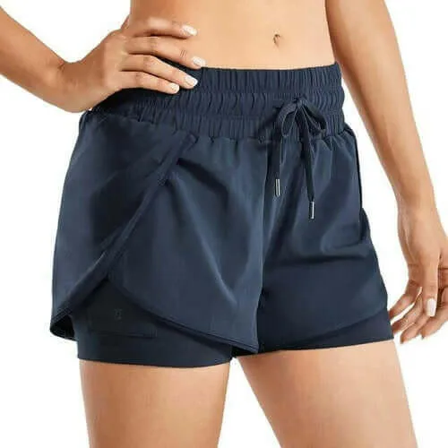 Workout Running Shorts Women with Liner 2 in 1 Athletic Sports Shorts