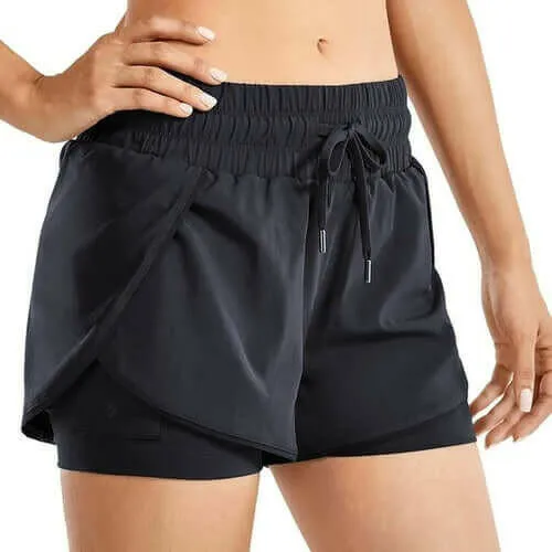 Workout Running Shorts Women with Liner 2 in 1 Athletic Sports Shorts