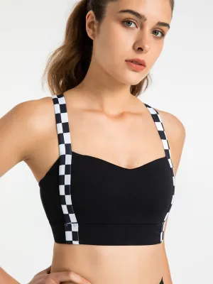 ZASUWA Female Chessboard Cross Back Sports Bras